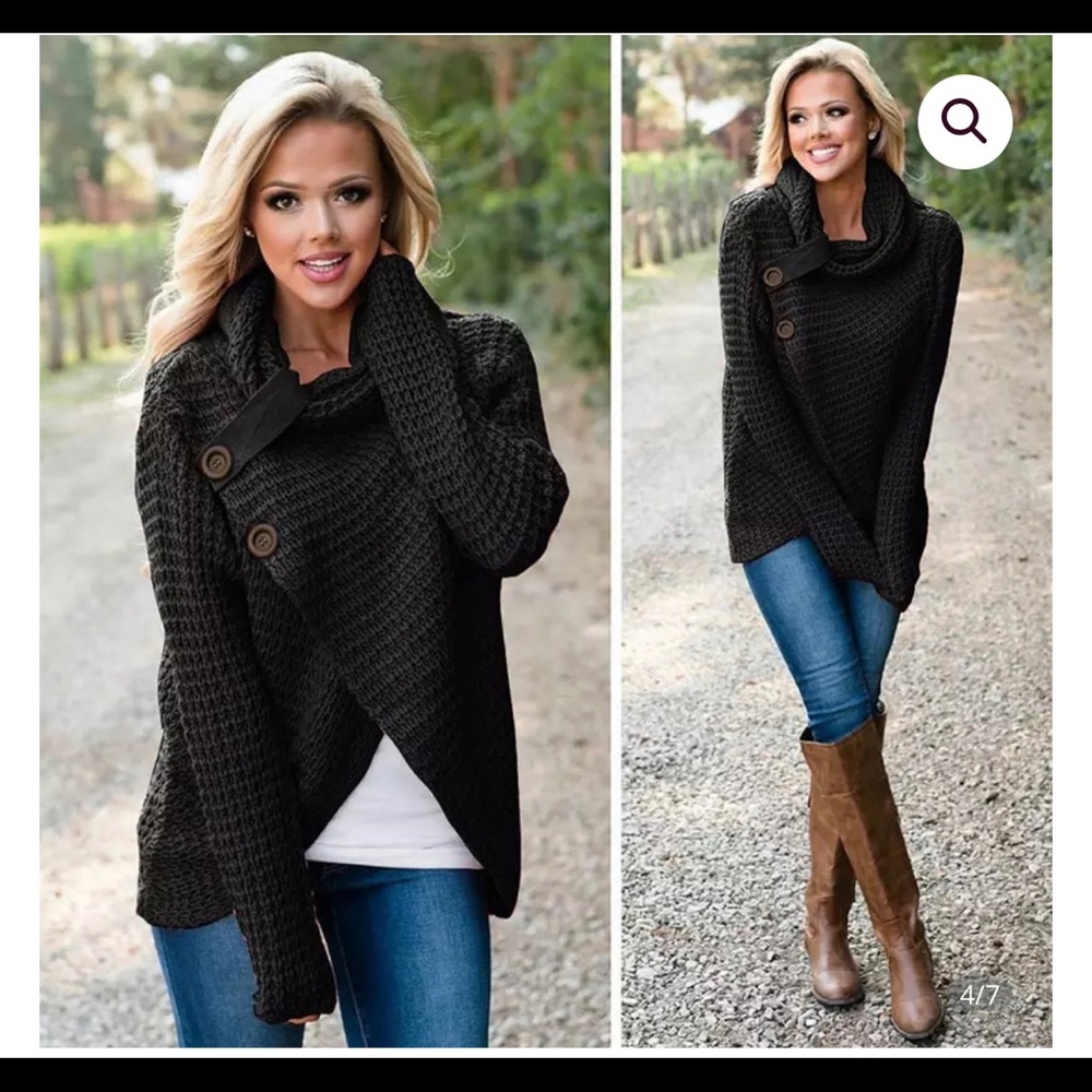 Knotted pull over cowl neck sweater
